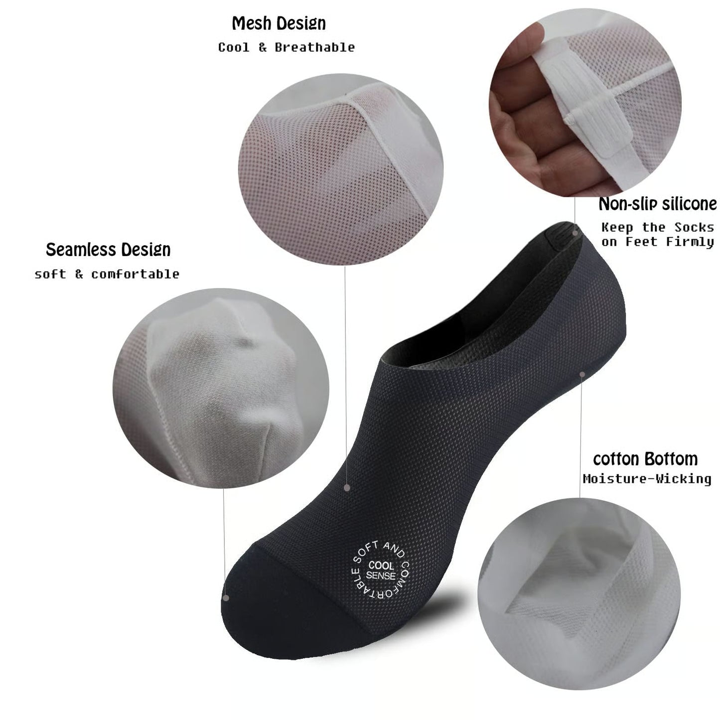 Invisible No Show Socks β Breathable, Sweat-Absorbent (3 Pairs)
