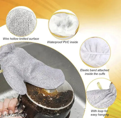 🧤 Steel Wire Cleaning Glove Pair (Pack of 2) – Tough on Dirt, Gentle on Hands 💪✨