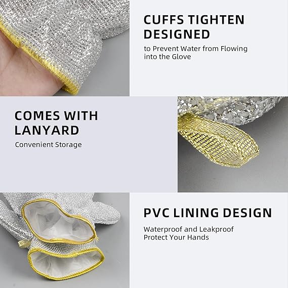 🧤 Steel Wire Cleaning Glove Pair (Pack of 2) – Tough on Dirt, Gentle on Hands 💪✨