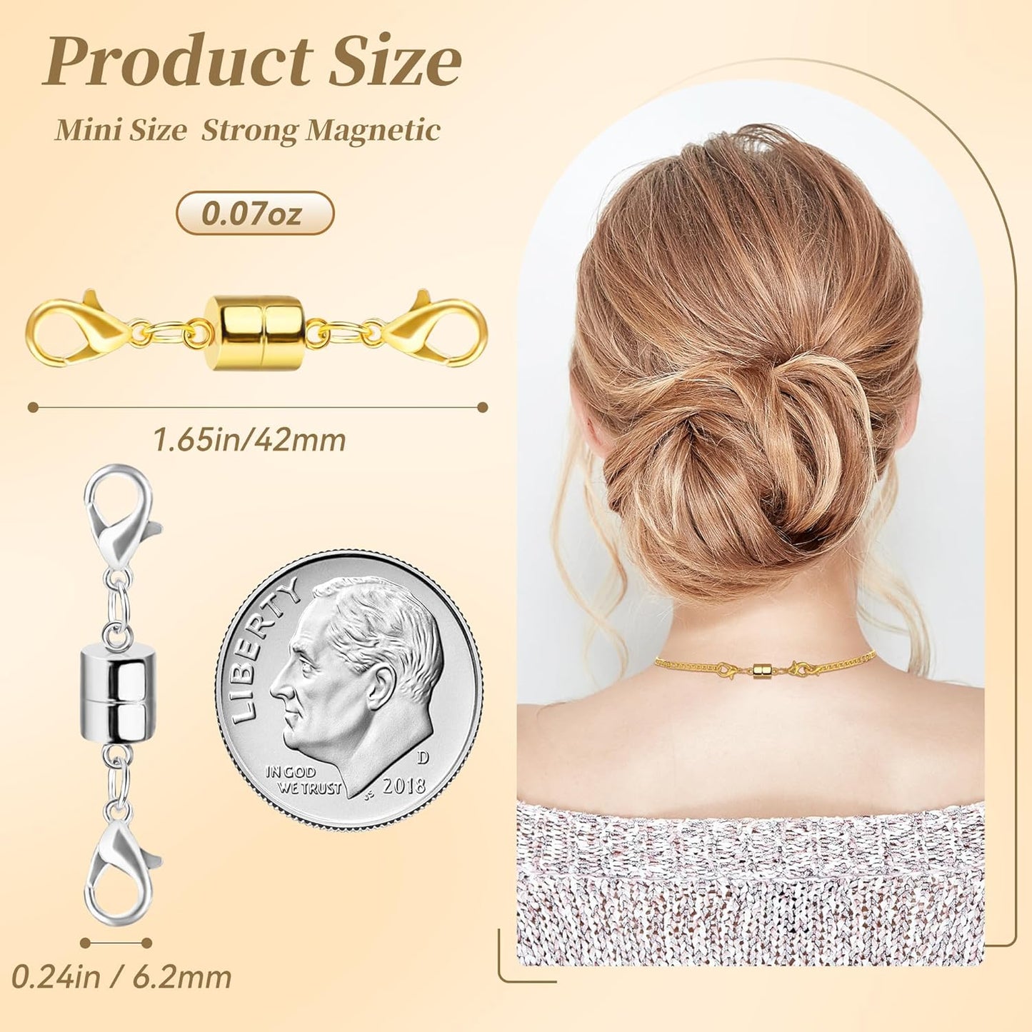 Magnetic Necklace / Bracelet Clasp and Closures with Double Lobster Clasp