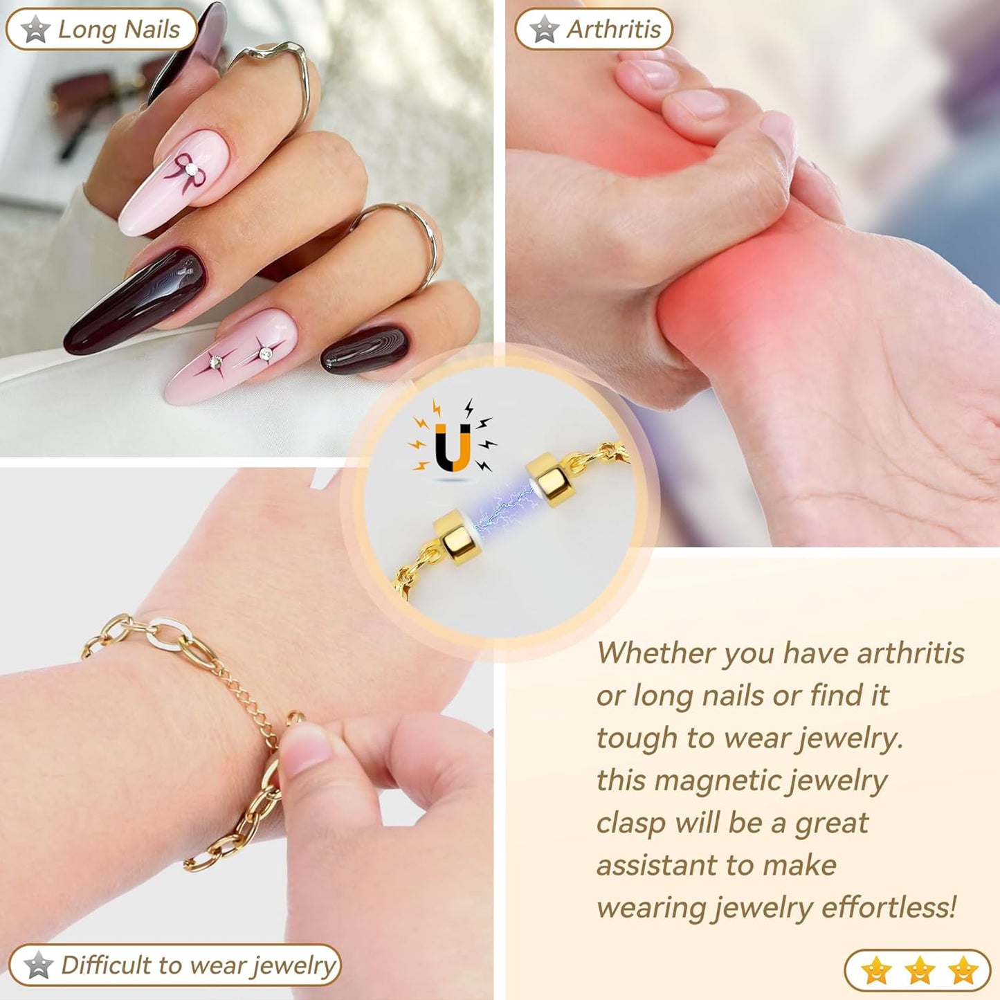 Magnetic Necklace / Bracelet Clasp and Closures with Double Lobster Clasp