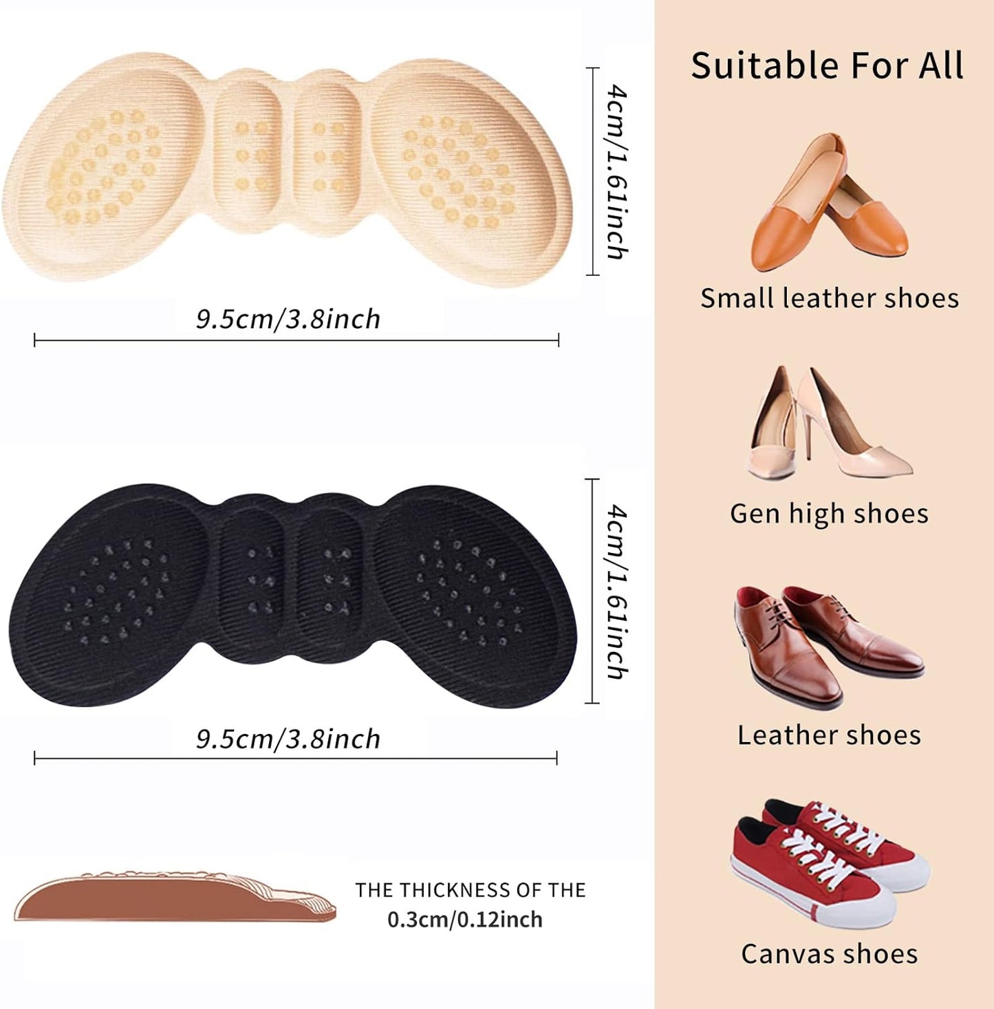Heel Cushion Pads – 2 Pairs (4 pads)