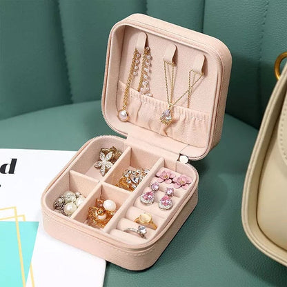 Mini Portable Leather Square Jewellery/Cosmetic Box